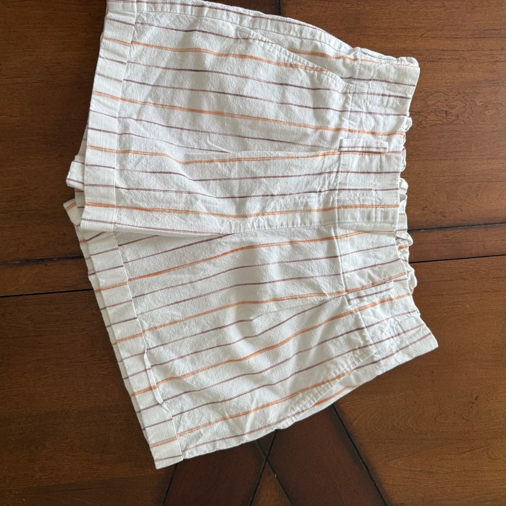 LOFT Outlet Womens Small White Striped High Rise Cotton Shorts Elastic Back - Picture 3 of 9